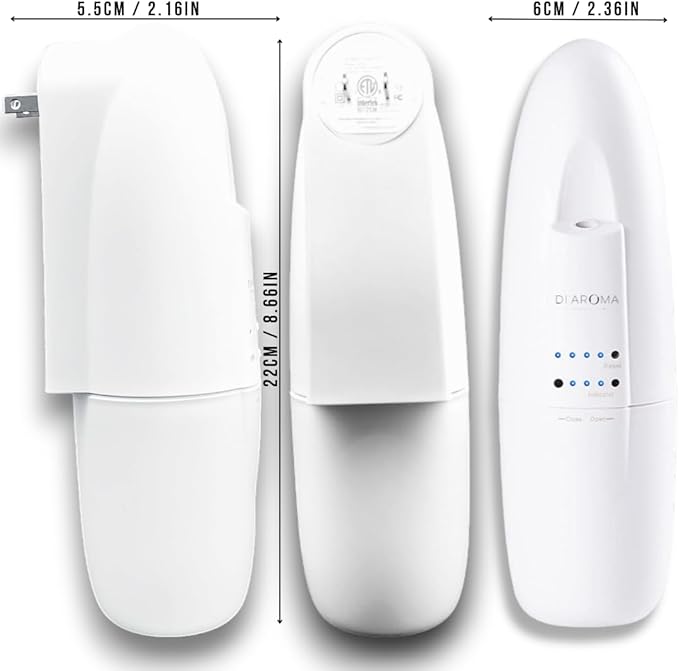 Di’Aroma Plug In Waterless Diffuser – Essential Oil Diffuser with Nanotechnology, Cold Air Nebulizing Scent Diffuser Machine – Air Freshener for Home, Office & Spa, Up to 500 Sq Ft Each (2 Pack White)
