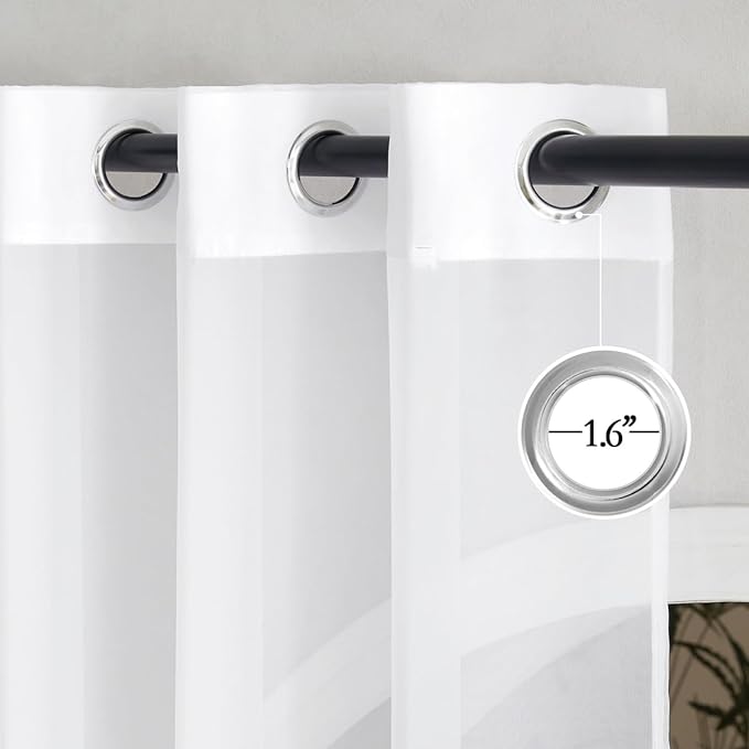 NICETOWN Soft Voile White Sheer Curtains 63 inches Long - Grommet Living Room Curtains Elagant & Airy Breathable Light Filtering Window Treatments for Bedroom, W42 x L63, 2 Panels