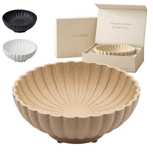 Sand Beige | Fruit Bowl | Large Decorative Concrete Bowl Design for Modern Home Decor | 12 Inch Key Bowl and Entryway Organizer | Fruit Basket for Kitchen Counter | Frutero Moderno para Cocina