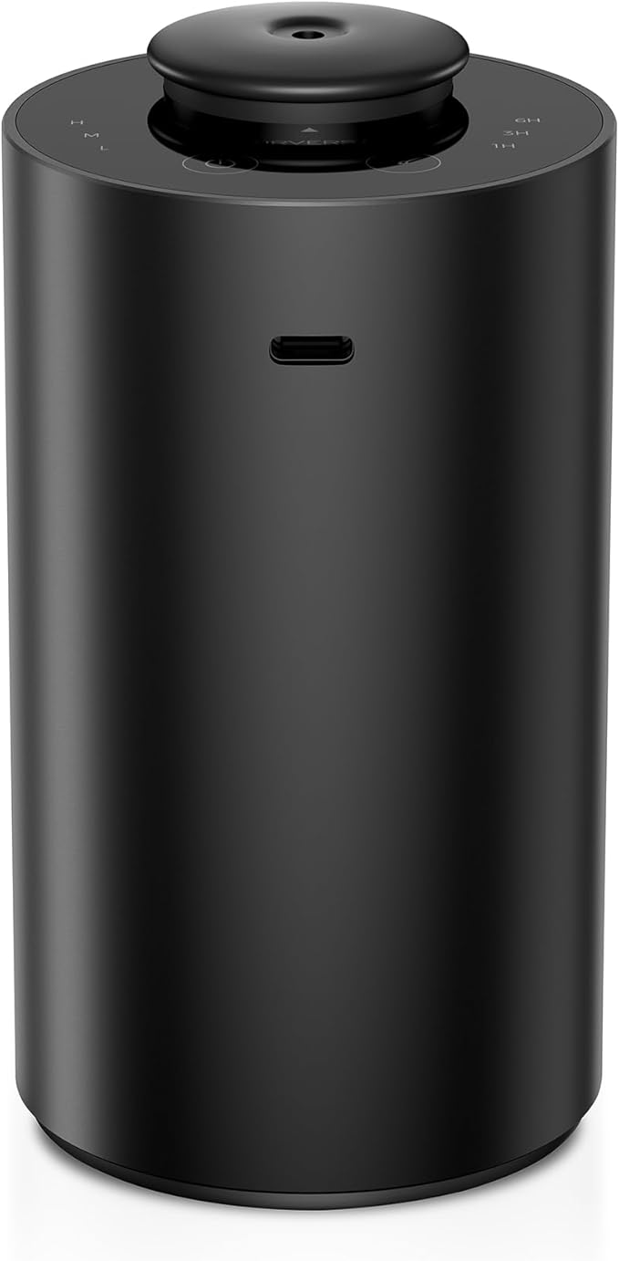 Airversa Waterless Essential Oil Diffuser for Home Aromatherapy Scent Diffusers with 3 Countdown Timer Settings or Timer-Off, 3 Mist Levels for Car Room Studio Office, ANX Premium Metal Black