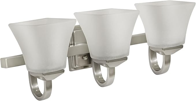 Design House 514760 Torino Traditional 3-Light Indoor Bathroom Vanity Light Dimmable Snow Glass for Over the Mirror, Satin Nickel