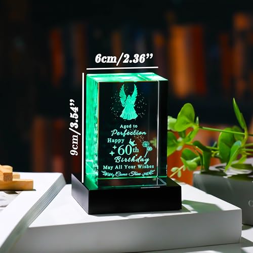 Qianwei 60th Birthday Gifts for Women Men - 3D Guardian Angel Gifts Personalized 1964 60 Year Old Birthday Present for Her Him - Happy 60th Birthday Gifts Ideas for Mom Dad Unique