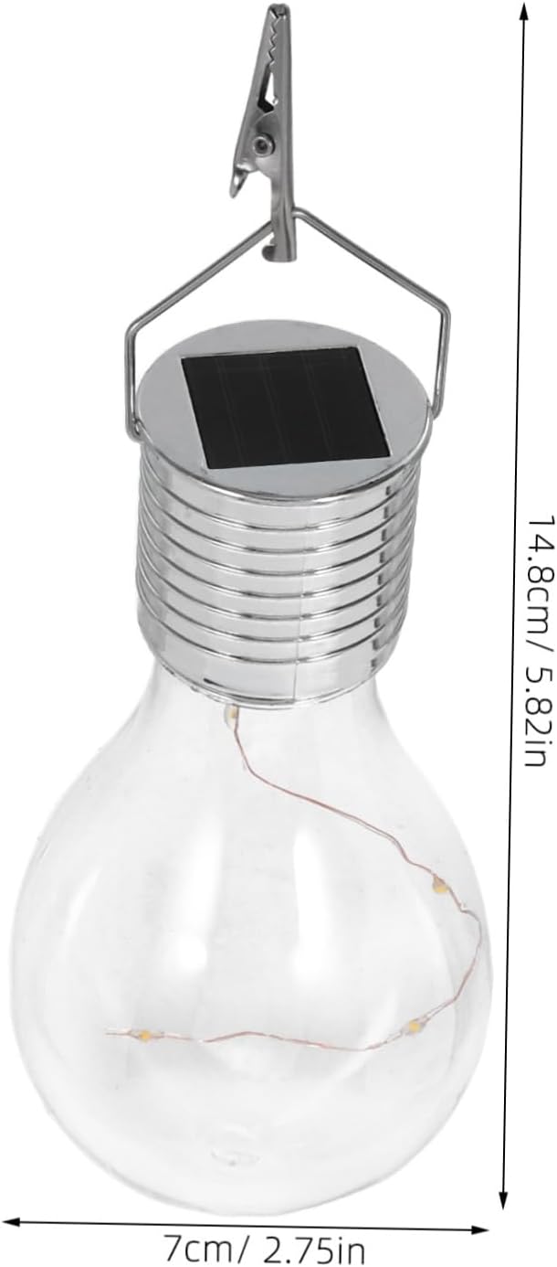 4 Pcs Transparent Solar Copper Wire LED Bulb Hanging Lamp Warm White Chandelier for Outdoor Garden Patio and Lawn Decoration Easy to Install