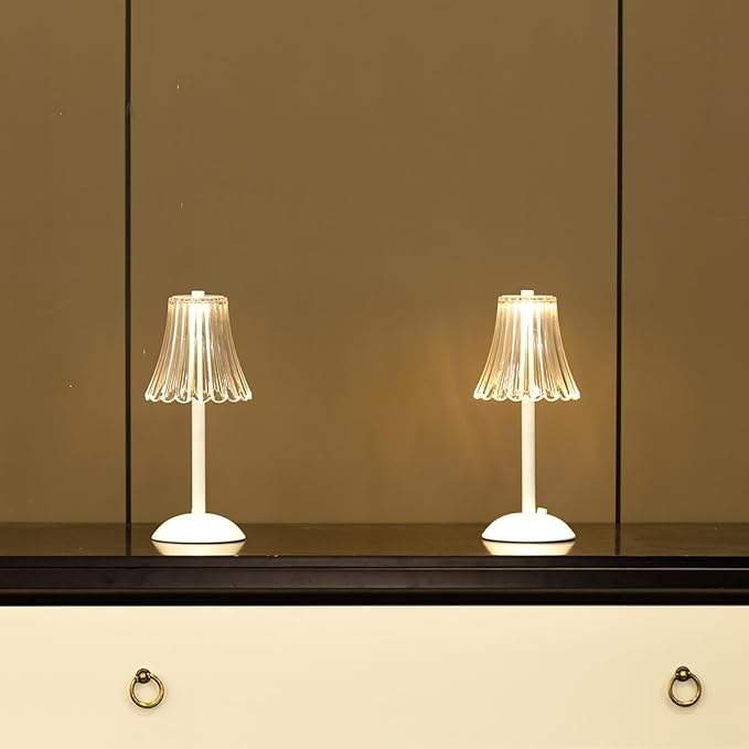 Cordless Table Lamps for Home,Table,Dining Room, Gold Rechargeable Lamps, USB Charge 12'' Tall LED Brass Portable Outdoor Indoor Table Lamp with Built-in Dimmer (Flower-White)