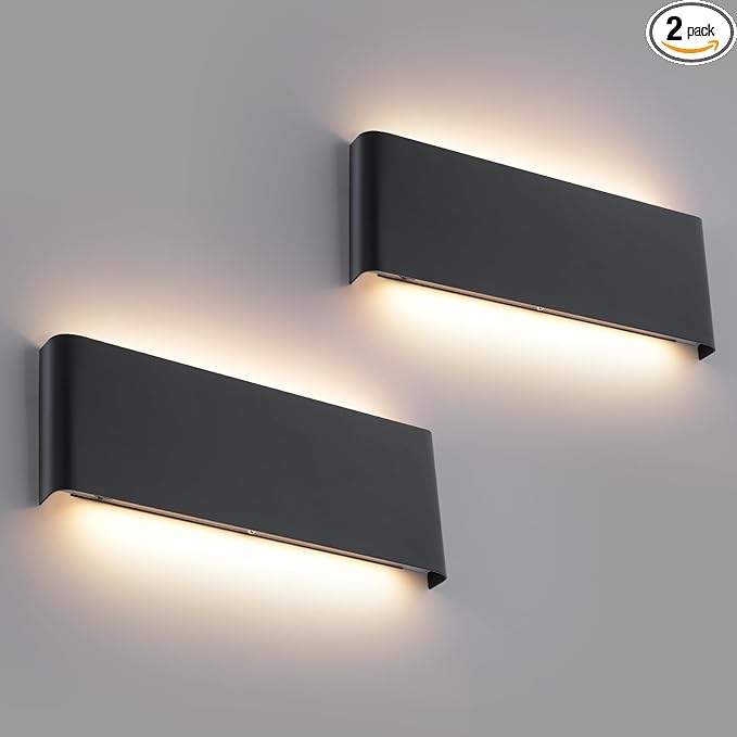 5 CCT (3000K-6500K) Adjustable Dimmable Wall Lamp 24W Modern Black LED vanity light Up and Down Wall Lighting 21.6 Inch Indoor Wall Sconce for Bedroom Staircase Hallway Dressing Table 2 Pack