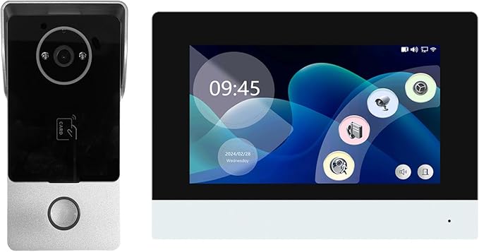 Smart Video Doorbell Intercom System with 600lb Magnetic Lock, 7" Touch Screen Wi-Fi Monitor, 1080P 2.0MP HD Camera, RFID IC Card Access, Tuya App Remote Unlock, Exit Button & Remote Control Kit