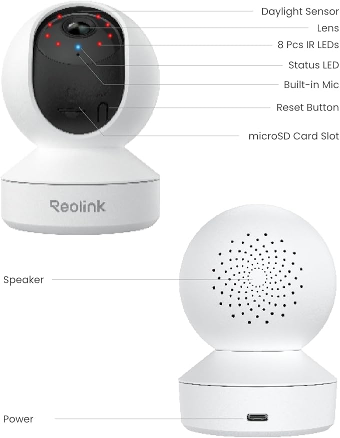 REOLINK 4MP 2K Indoor Camera E1, Plug-in Wireless WiFi 6 Security Camera, 360 Degree Pet Camera with Phone app, Baby Monitor with Person/Pet/Cry Detection, Night Vision, 2-Way Talk, Local Storage