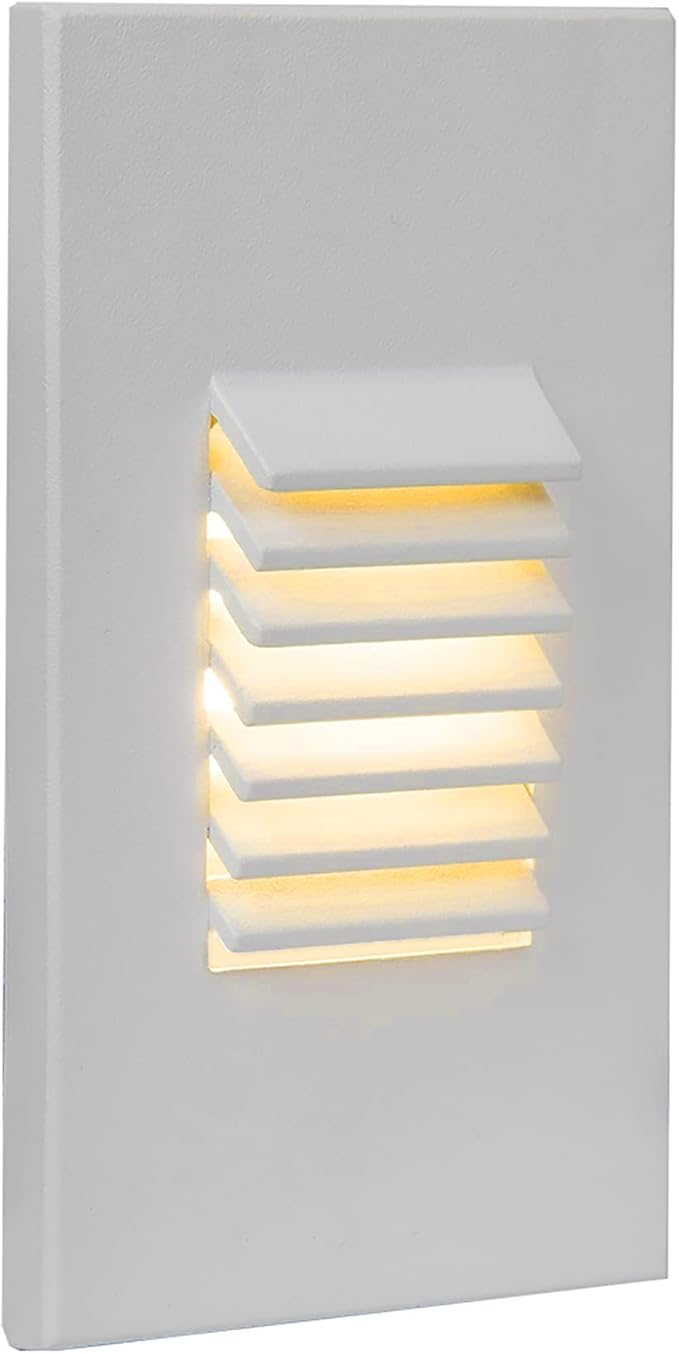 WAC Landscape Lighting, LEDme 120V LED Vertical Louvered Indoor and Outdoor Step and Wall Light 3000K Built-in LED in White