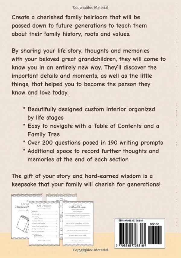 Great Grandma, I Want to Know Your Story: 7" x 10" Grandparent Keepsake Guided Journal and Memory Book for Great Grandmothers to Share their Life ... with their Great Grandchildren (100 Pages)