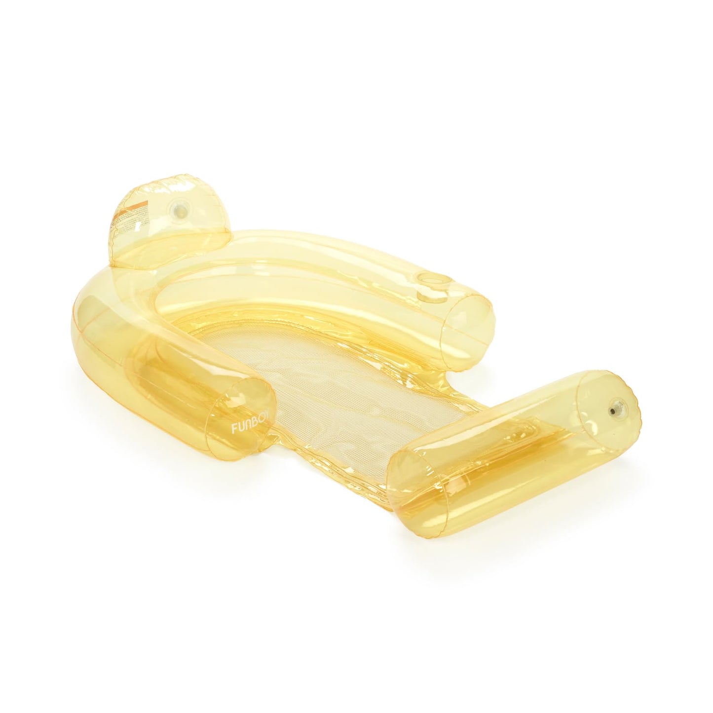 FUNBOY Clear Yellow Mesh Chair 2-in-1 Water Chair with Cooling Mesh and Water Hammock Inflatable Pool Float.