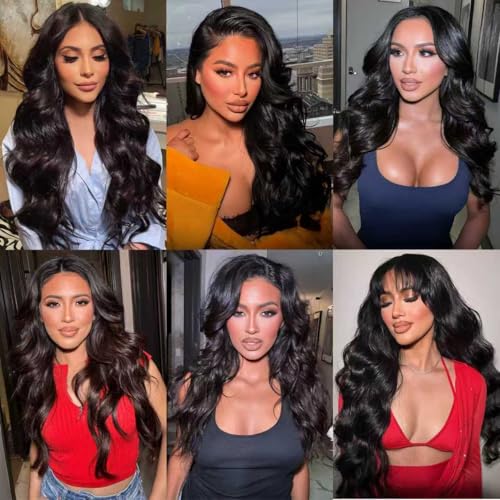 12A Human Hair Bundles 20 22 24 Inch 3 Bundles Body Wave 100% Unprocessed Brazilian Virgin Weave Quick Human Hair Bundles for Black Women Natural Black