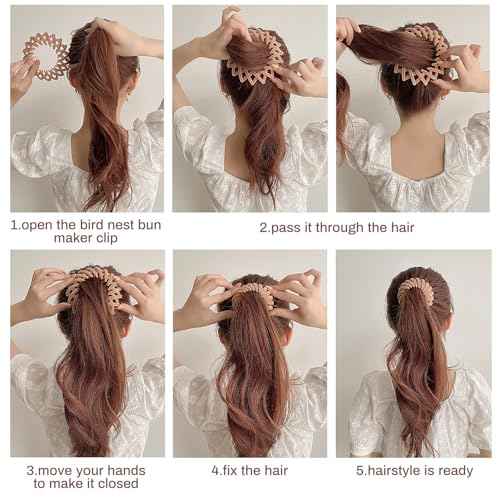 Sizobi Bird Nest Magic Hair Clip, Hair Accessories for Women,Hair Ties Bun Maker Scrunchies for Thick Thin Hair,Hair Clips for Women,Ponytail Holders