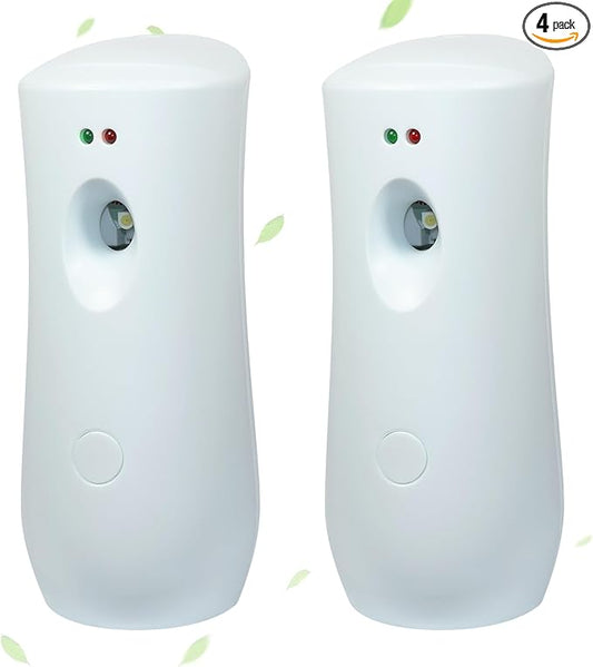(4-Pack) Automatic Fragrance Dispenser,Automatic Air Freshener Spray Dispenser,Free Standing or Wall Mounted for Home, Indoor, Bathrooms, Offices, Hotels and Commercial Places (White)