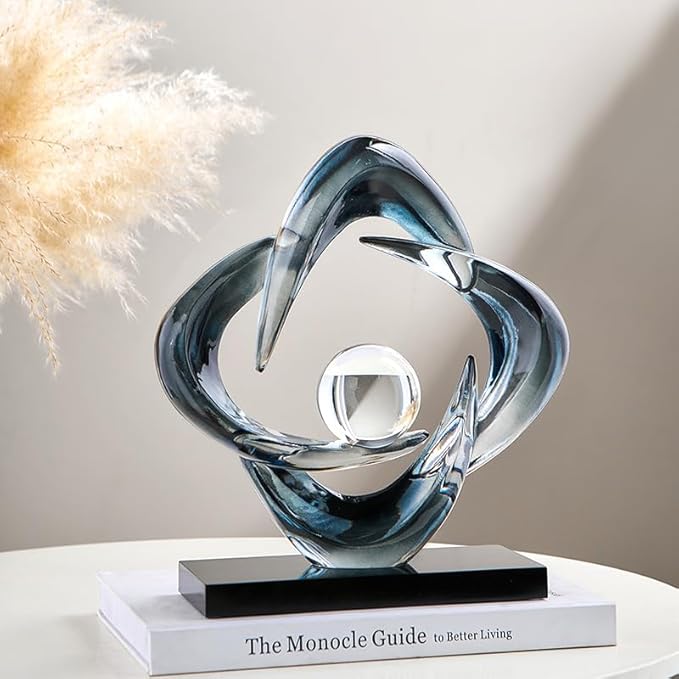 Abstract Art Sculpture, Resin Gold Decorative Statue, Modern White Ornaments for Living Room, Decorativas Modernas for Coffee Table/Entryway/Office Collectibles (Grey)