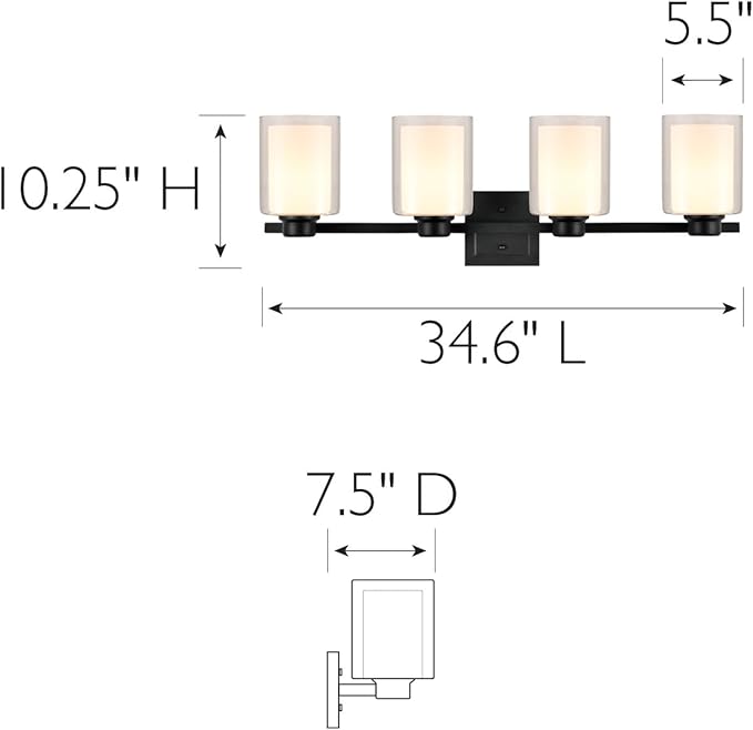 Design House 556167-BLK Oslo Vanity Light Fixture Matte Black, 4-Light