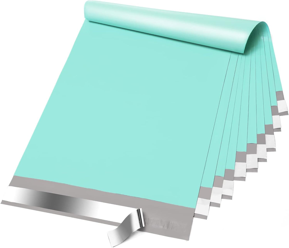 Fuxury Poly Mailers 10x13 Inch 50 Pcs, Waterproof Shipping Bags for Clothing, Strong Adhesive Shipping Envelopes for Small Business Suppliers, Self Seal Mailers Poly Bags Mailing Envelopes Green