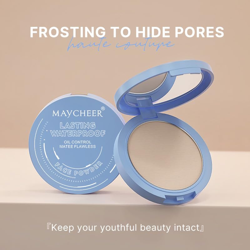 Oil Control Face Pressed Powder, Matte and Smooth Translucent Powder Setting Powder Makeup, Waterproof Long Lasting Finishing Face Powder, Cruelty-free, 0.35Oz (01 White)