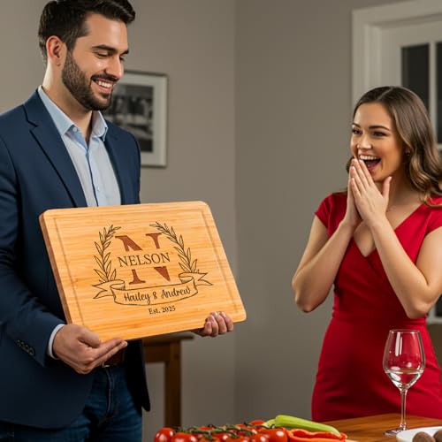 Wedding Gifts for Couples, Personalized Cutting Boards, 2025 Couple Gifts for Engagement, Housewarming, Anniversary, Halloween, Thanksgiving and Christmas, Custom Cutting Boards Presents to New Home