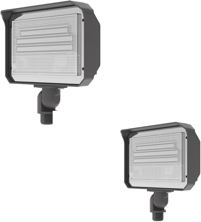 2Pack Dusk to Dawn Outdoor 40W LED Flood Light with Knuckle & Plate Mount,5000K ETL Commercial LED Security Lighting