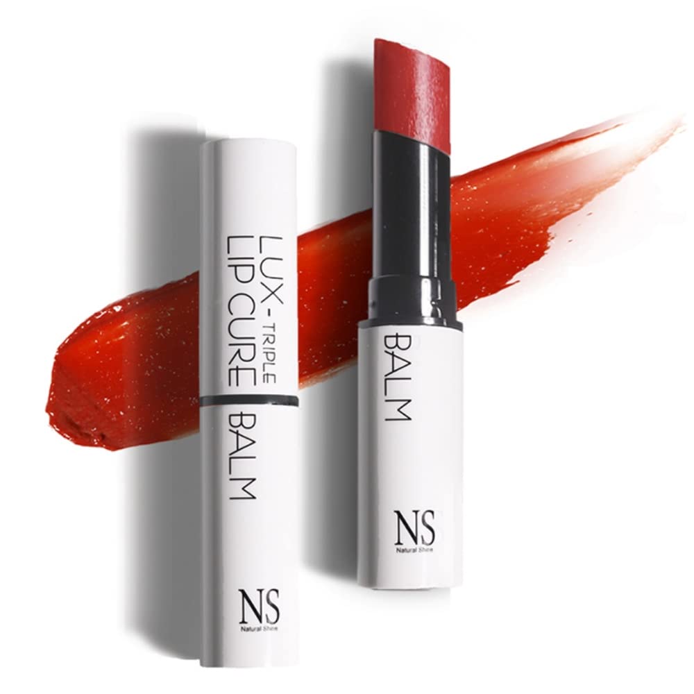 Lux Triple Lip Cure Glossy Balm ATHENA (Red Orange)(0.17oz) 4 million units sold in Korea, Natural Tinted Korean Lip Balm, Petroleum/Paraben Free, Lip Butter,lip balm hydrating