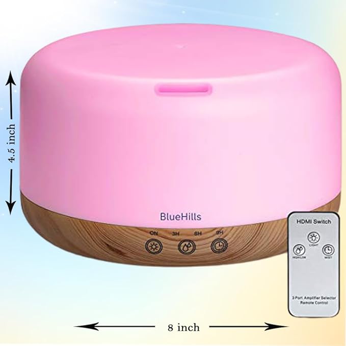 BlueHills Premium Set of Two Large 2500 ML and 1000 ML Round Essential Oil Diffusers Humidifier Combo for Large Room Home with Décor LED Lights Great Gift – Value Pack of Wood Grain