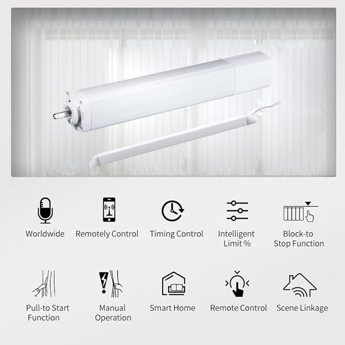 Rechargeable Motorized Curtain Tracks,Remote Control Smart Motorized Curtain Rail, Smart Curtain Opener Curtain Rod Compatible with Alexa Google Home (WiFi Motor—6M (236.3in) Track)
