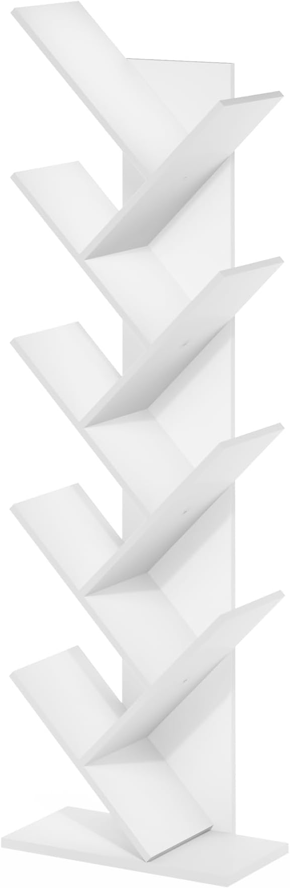Furinno Tree Bookshelf 9-Tier Floor Standing Tree Bookcase, White