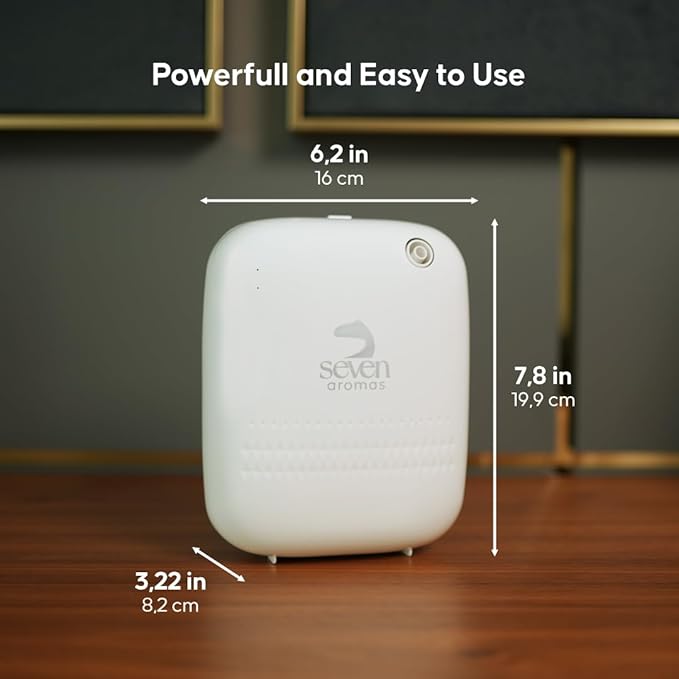 SEVENAROMAS Scent Diffuser SV720 - Bluetooth app, Air Machine for Home & Commercial Use, Covers 2000 sq. ft., Portable Large Room Waterless Diffusers (White)