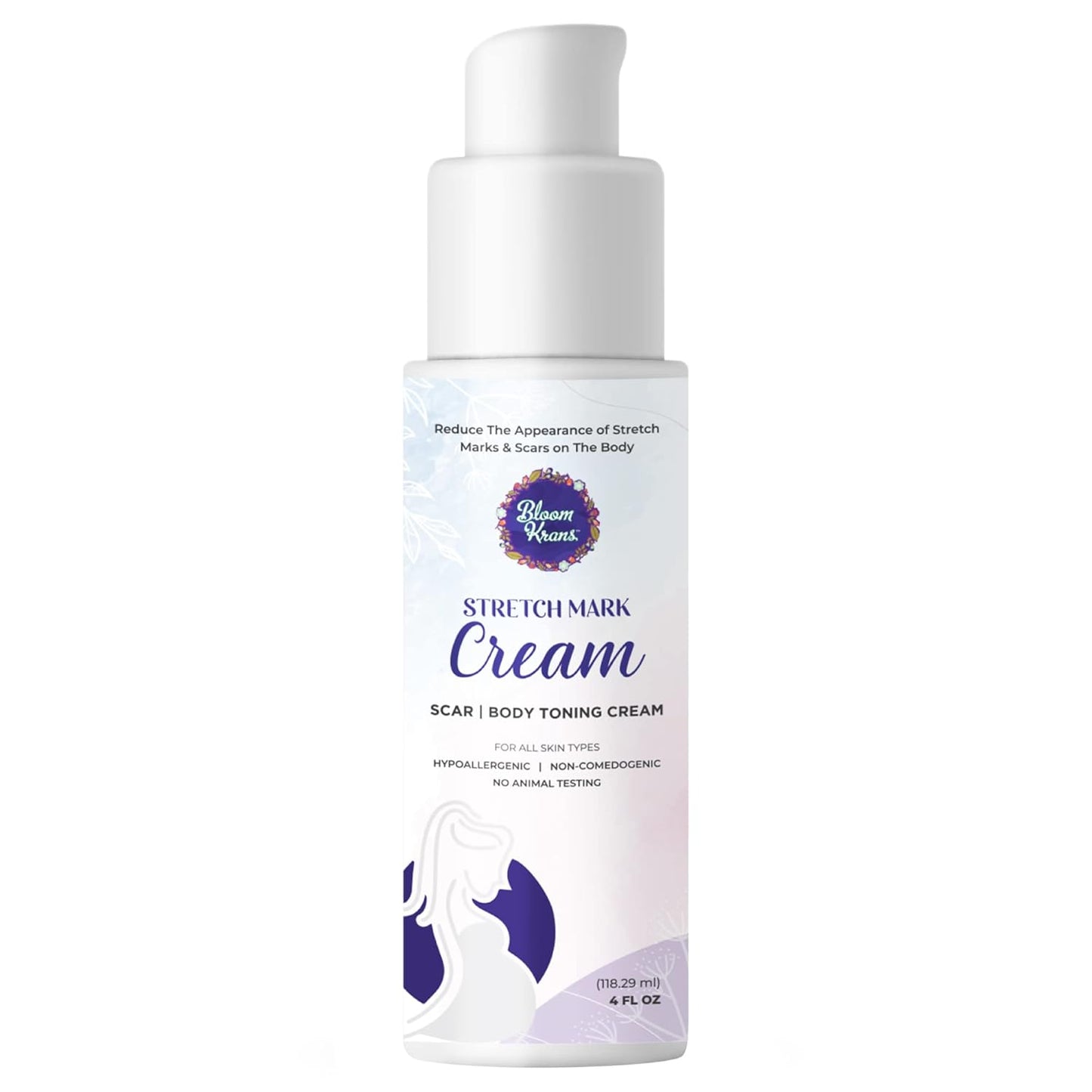Bloom Krans Stretch Mark Cream for Pregnancy – Moisturizing Stretch Mark Remover Prevention Cream for the Pregnant Belly - Postpartum Lotion Essentials