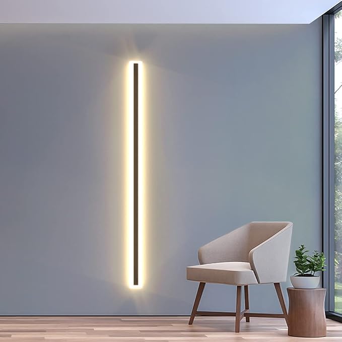 LED Motion Sensor Wall Light Indoor, Modern Minimalist Long Strip Wall Lamp LED Wall Lights for Living Room Bedroom Hallway Decorative,White Light,100cm LED 40W