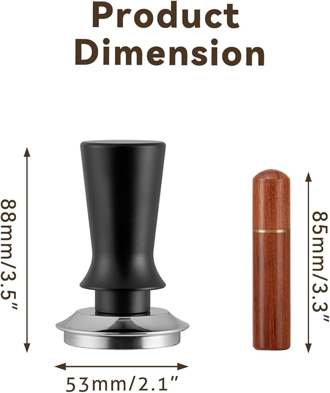 53mm Espresso Tamper Set, Barista Tools Kit for Coffee Machine, Spring-Loaded 304 Stainless Steel Base 30lbs Coffee Calibrated Tamper and Distributer for Enjoying cafes Home Office hotels(53mm)