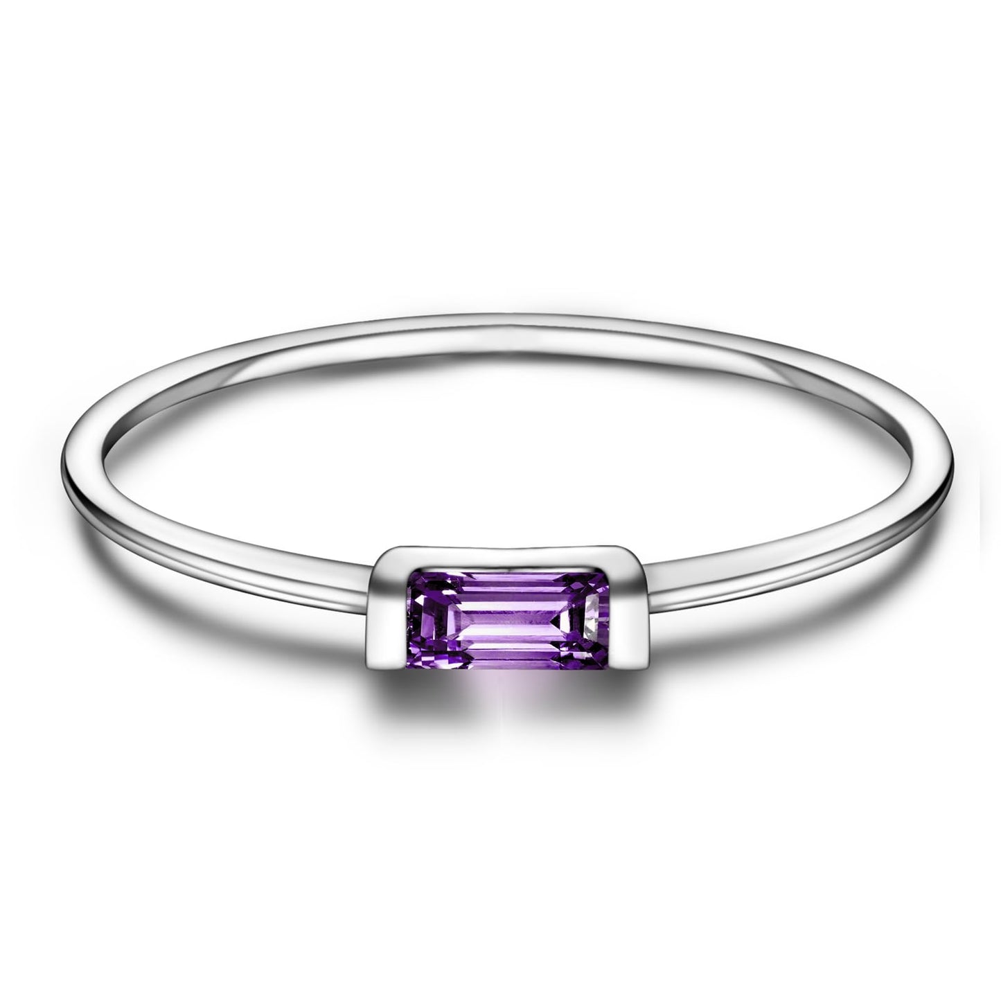 Helonley S925 Sterling Silver Birthstone Stackable Rings for Women Mother with Cubic zirconium Mom Ring Mother's Day Jewelry Gifts for Wife (Birthstone Feb., 10)