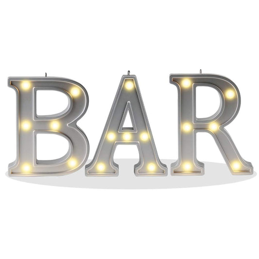 Pooqla Decorative Illuminated BAR Marquee Word Sign (Silver, 3.47" W x 4.21"" H x 0.79"" D) - LED Sign for Indoor BAR Decor"