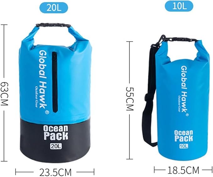 Waterproof Dry Bags: 10L, 20L Sizes - Ideal for Kayaking, Fishing, Rafting, and More! Adjustable Strap for Ultimate Convenience. Stay Dry While Adventuring (Gray, 10L)