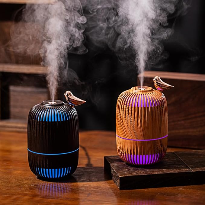 Cute Cool Mist Humidifier for Bedroom/Desk/Office, Small Personal Desktop Humidifier with 2 Mist Modes, 7 Color Lights with USB, Waterless Auto Shut-Off