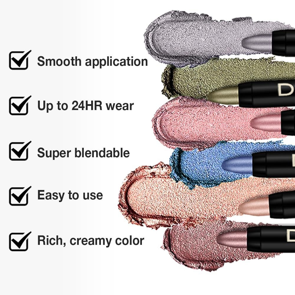 Kaely Cream Eye Shadow Sticks, Brown Matte Eyeliner Pencil Eyeshadow Palette Makeup, Eye Highlighter Brightener Stick for Older Women Waterproof Pigmented, sombras para ojos, New-75