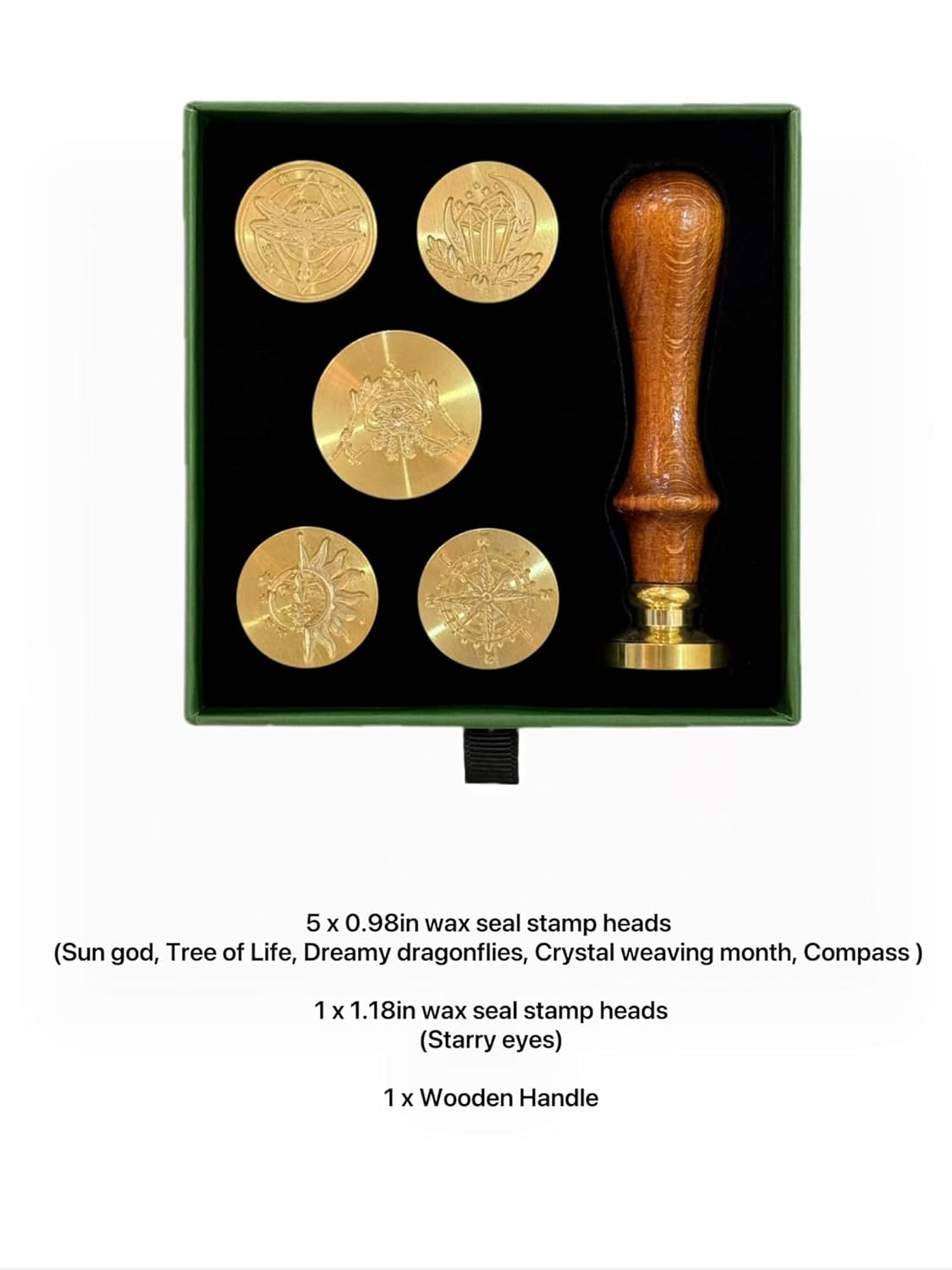 FAMOUS 6Pcs Wax Seal Stamp Gift Box Set, Brass Head+Wooden Handle, Vintage Seal Kit for Cards & Envelopes, Gift Packaging (Starry Universe Series)