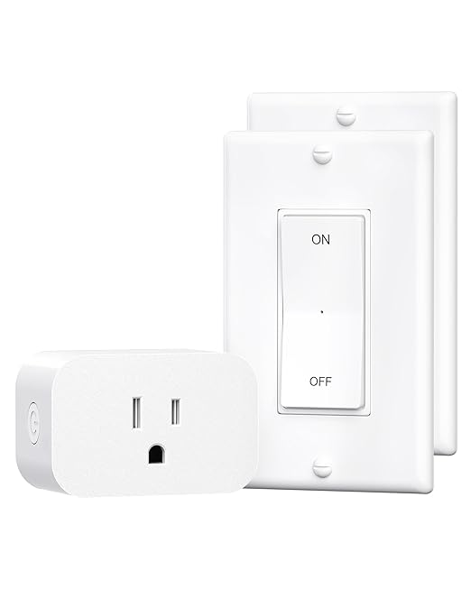 DEWENWILS Remote Control Outlet, Magnetic Wireless Light Switch, 100FT Decorator Rocker Wall Switch, Remote Outlet forLamps, Fans, Household Appliance, 15A/1875W, 2 Remote and 1 Outlet