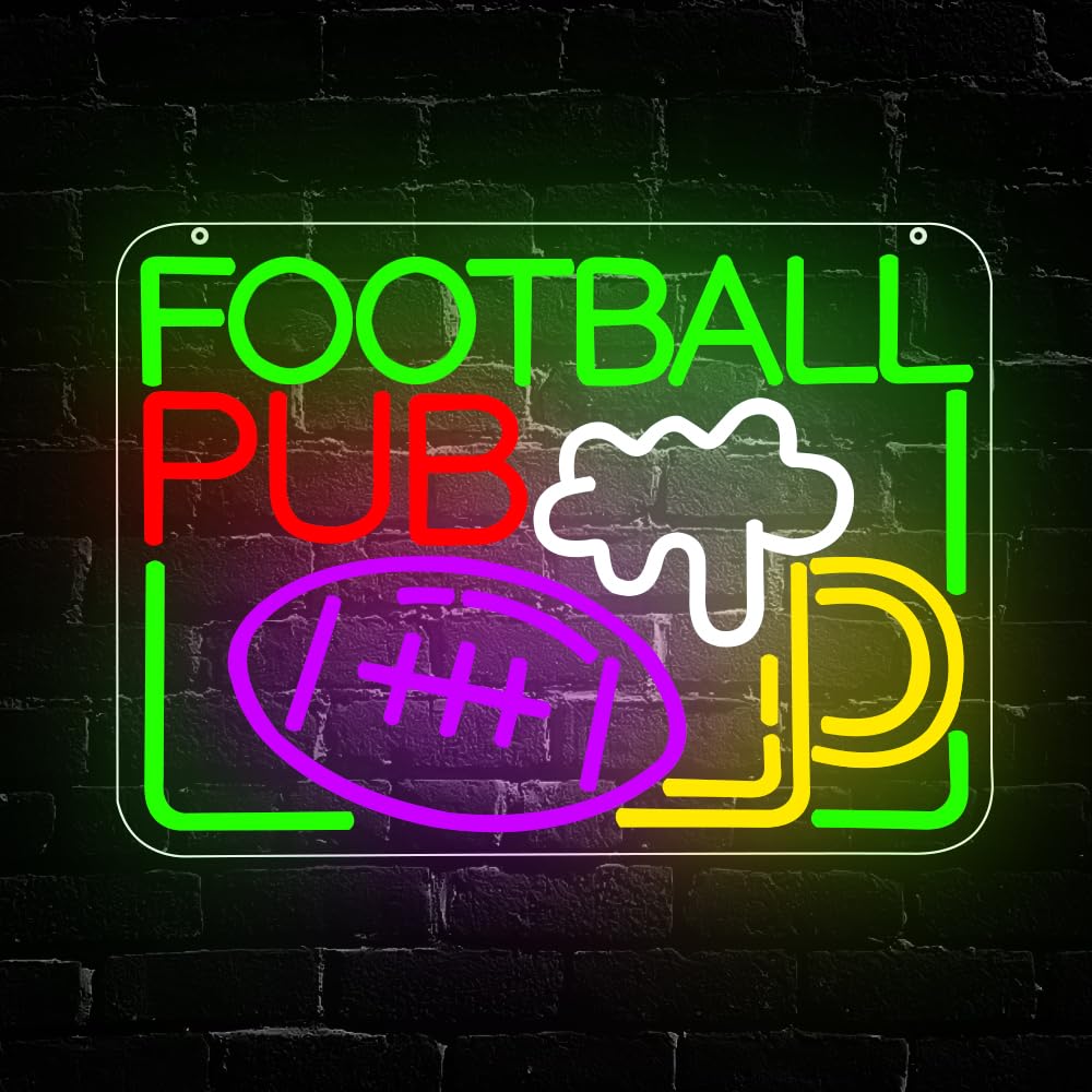 Beer Neon Sign, Bar Led Neon Light Signs for Home Bar Wall Decor Dimmable Football Light up Sign for Pub Bistro Night Club Home Man Cave Decoration Gift USB Powered(15.6"*11.5"")"
