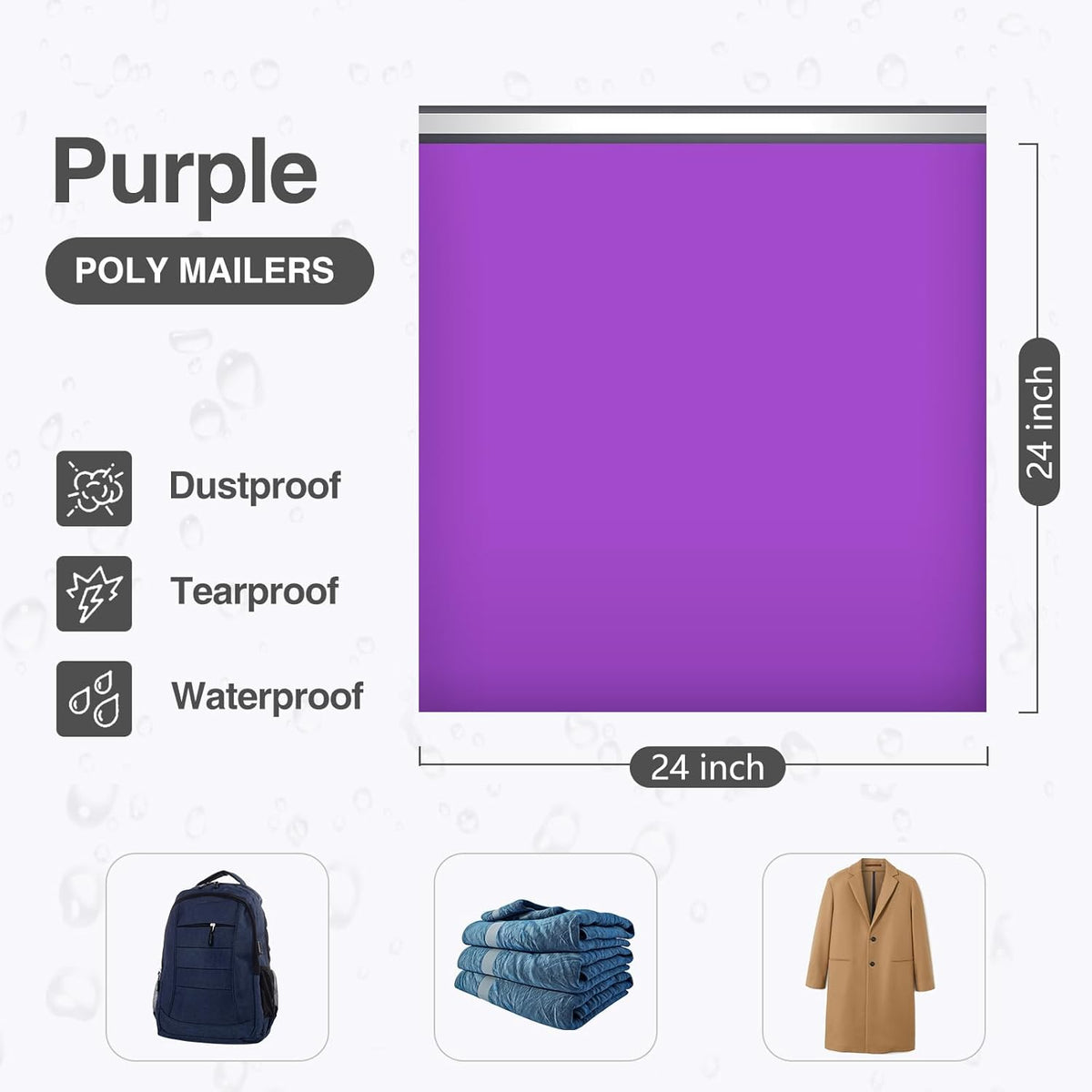 UCGOU Poly Mailers 24x24 Inch Purple 100 Pack Extra Large Shipping Bags Strong Thick Mailing Envelopes Self Seal Adhesive Waterproof and Tear Proof Boutique Postal for Clothing Quilt and More