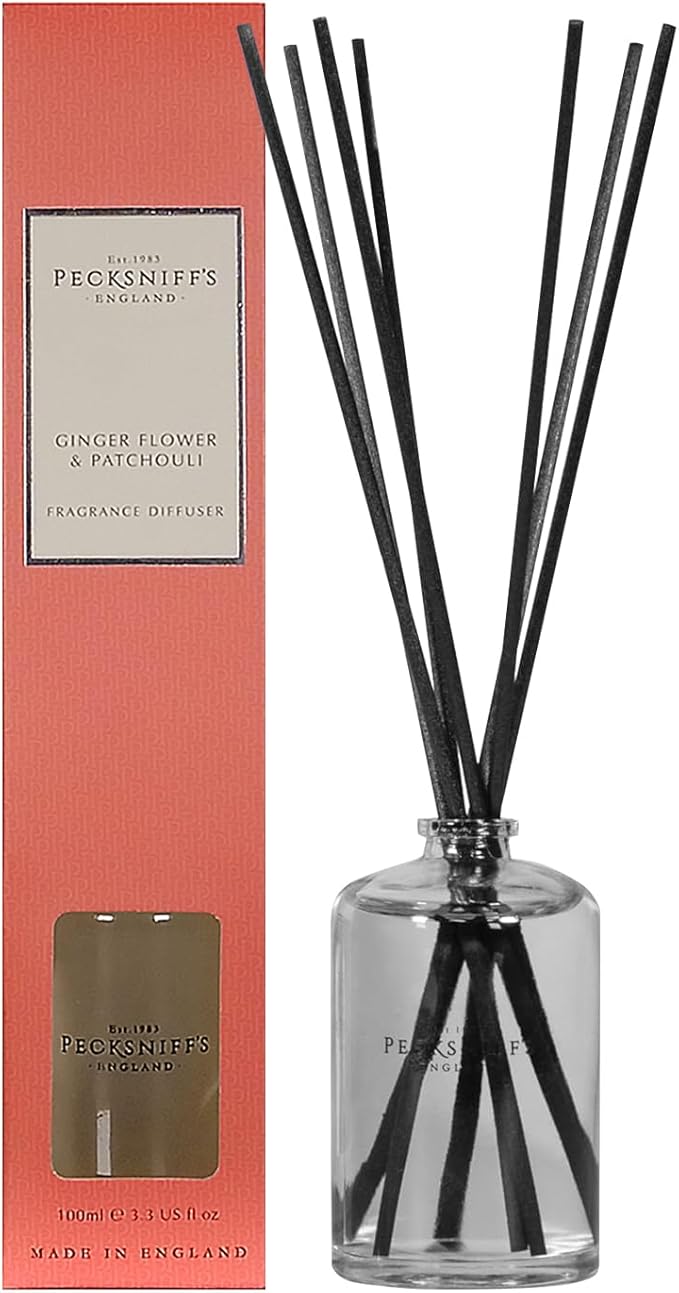 Pecksniff's Classic Diffuser Set, Luxurious Gingerflower & Patchouli Fragrance Diffuser Scent, 100 ml/ 3.3 fl oz