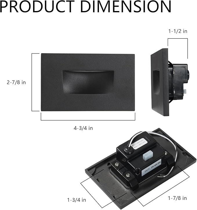 Low Voltage Step Lights Outdoor Indoor 12V-24V 3CCT 3000K/4000K/5000K CRI90+, 3W 150LM LED Stair Light Fixture, IP65 Stairway Lights Indoor Outdoor Wet Location