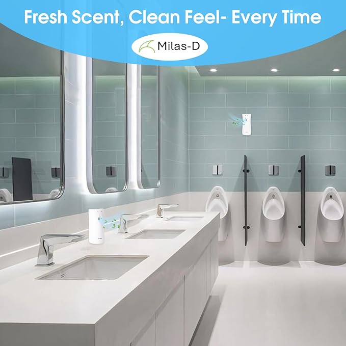 Automatic Air Freshener Spray Dispenser (2-Pack), Custom Timing (Day/Night/24H, 7.5/15 min), Wall Mounted or Free Standing, for Home and Commercial, Compatible with Glade Refill Can, White, Milas-D