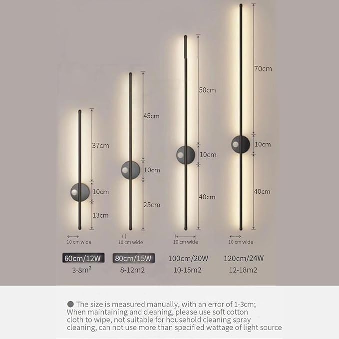 LED Long Strip Wall Lights with Motion Sensor Lamp 3000K/4000K/6000K Lighting Modern Simple Aluminum Mounted Indoor Bedside Decoration Light Living Room(Gold Neutral Light,60cm)