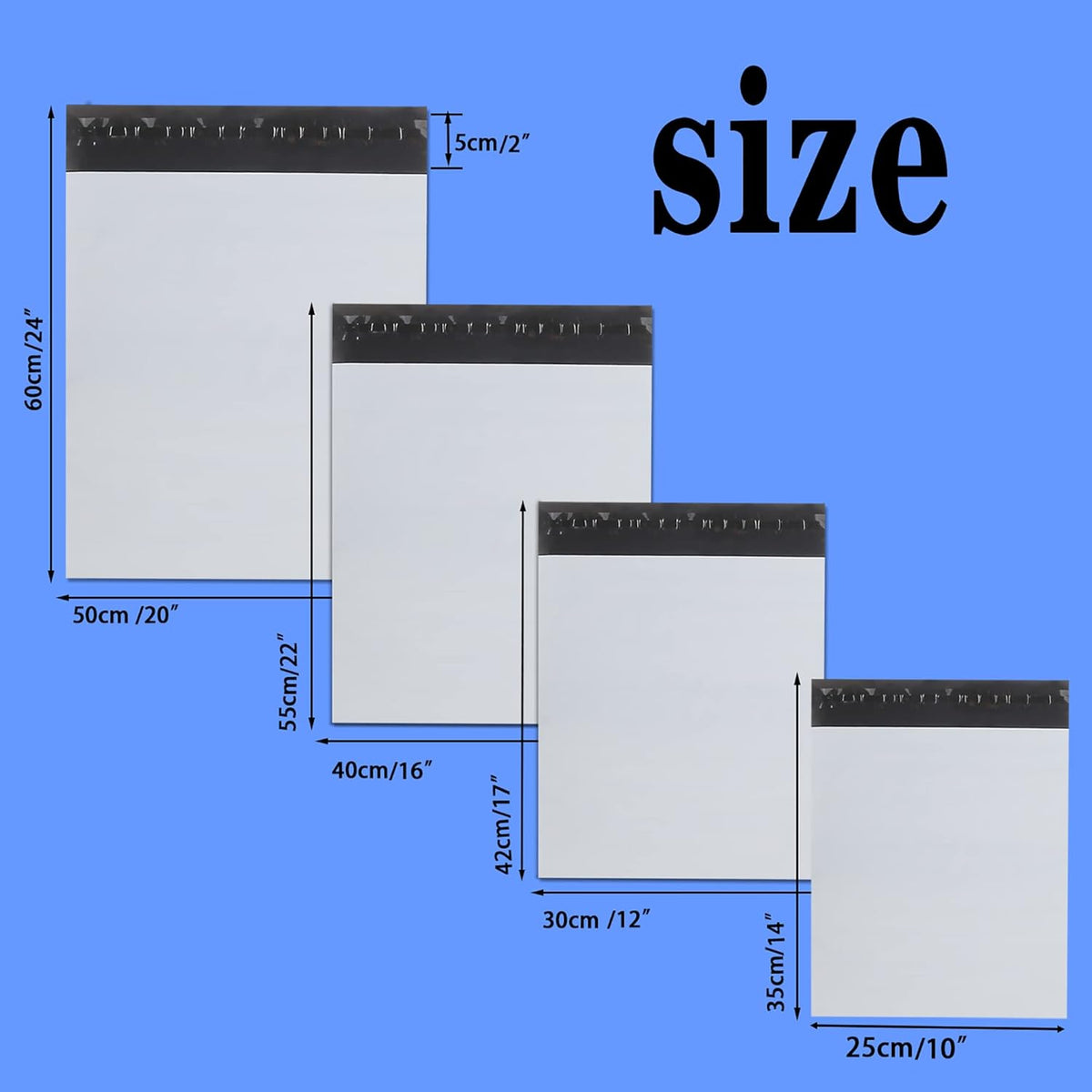 newlng Poly Mailers Shipping Bags Mailing bags 50pcs 4 Assorted Sizes White Shipping Envelopes Self-sealing Adhesive Waterproof and Tear-Proof Packaging Bags Shipping Bags for Clothing Books Gift