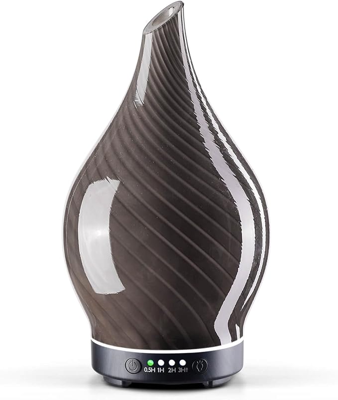 Porseme 150ml Essential Oil Diffuser Glass Color Changing Aroma Air Diffusers Aromatherapy Ultrasonic Cool Mist Humidifier 6 Running Hours Waterless Auto-Off for Sleeping Yoga Office Spa (Pure Grey)