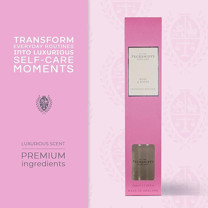 Pecksniff's Rose & Peony Reed Diffuser, 100 ml/3.38 Fl Oz
