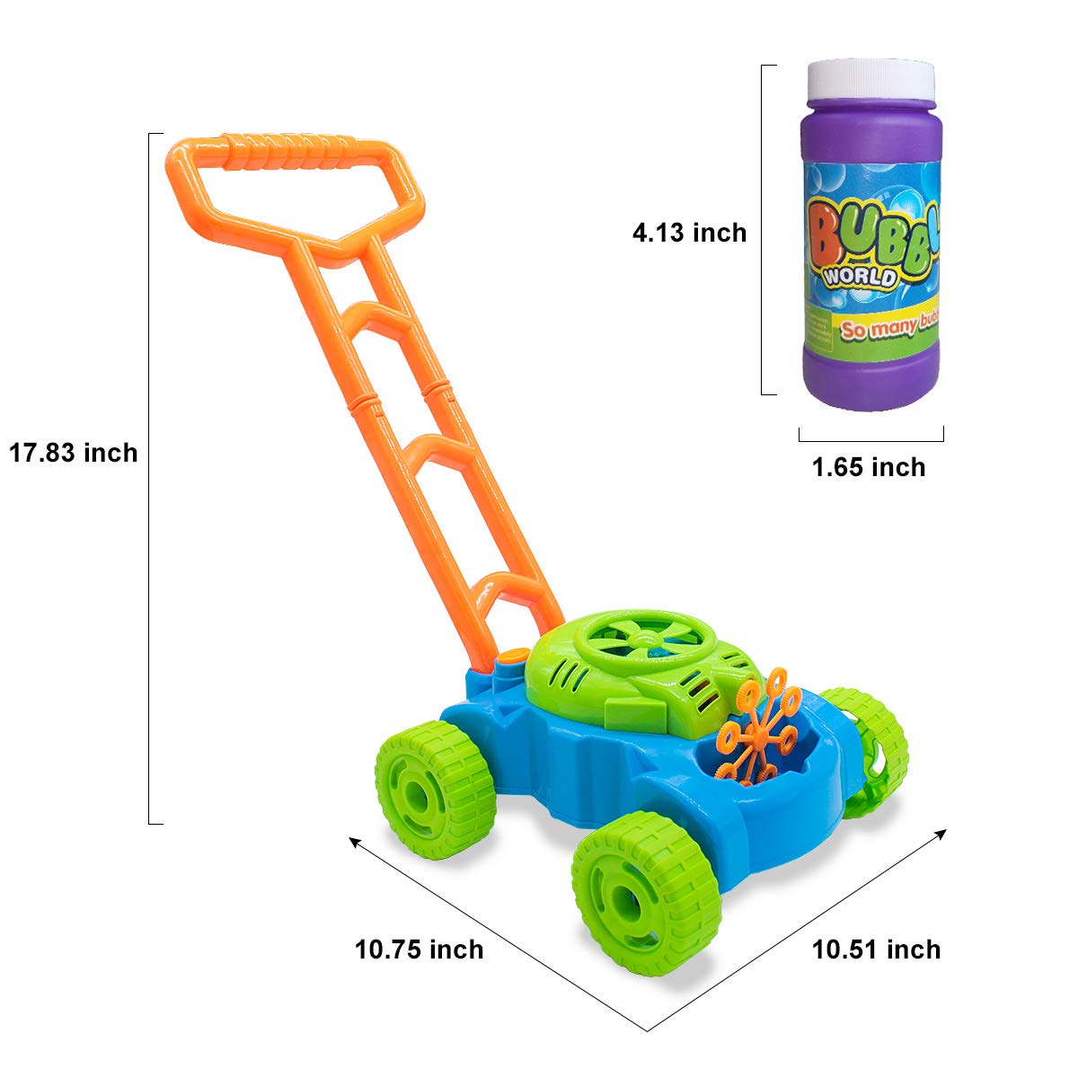 Lydaz Bubble Lawn Mower for Toddlers 1-3, Outdoor Bubble Blower Machine for 1 Year Old Boys Toy Gifts, Kids Push Summer Outside Garden Toys, Halloween Birthday Gifts for Preschool Baby Boys Age 1 2 3