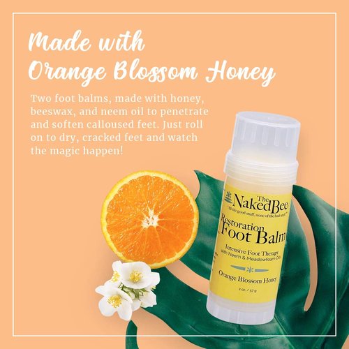 The Naked Bee Orange and Blossom Honey Moisturizing Hand and Body Lotion, 6.7 Ounce + Restoration Foot Balm, 2 Oz - 2 Pack + Serious Hand Repair Cream, 3.25 Oz
