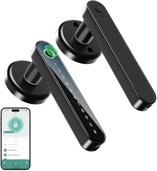 IRONZON Fingerprint Door Lock Smart Door Lock with Keypad Keyless Entry Door Lock with Handle for Home Hotel Office Apartment Bedroom
